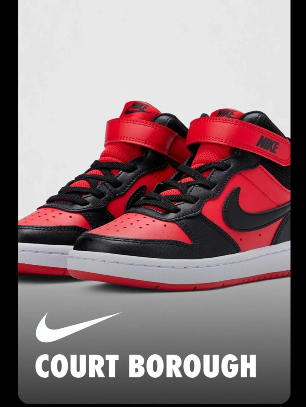 Nike Unisex Kids' Court Borough Mid 2 Shoes, University Red/Black/White, 3.5Y